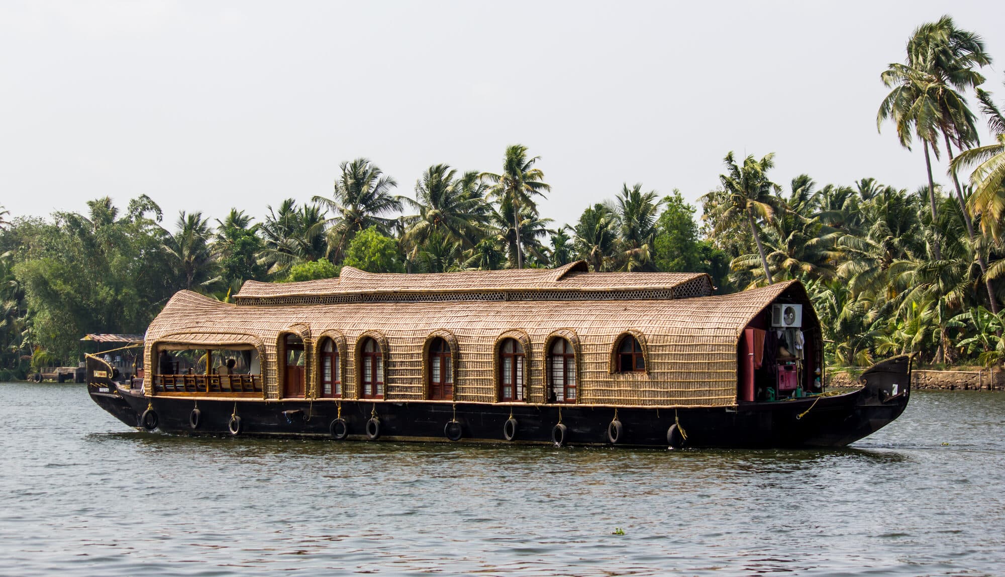 Traditional houseboat on the Kerala backwaters